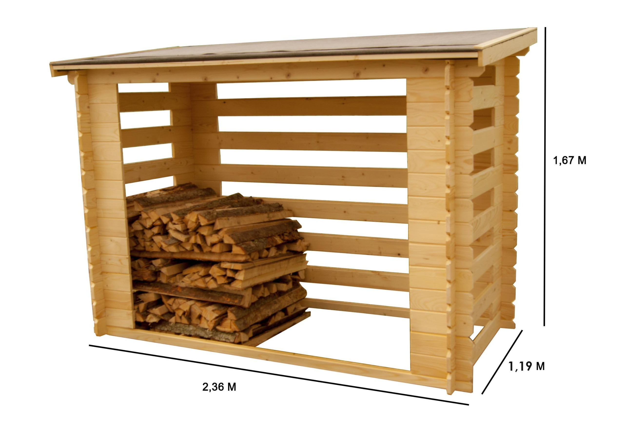 Habrita — Grand abri à bûches en bois traité 2,36 m (stockage bois de chauffage) – Image 2