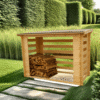 Habrita — Grand abri à bûches en bois traité 2,36 m (stockage bois de chauffage)