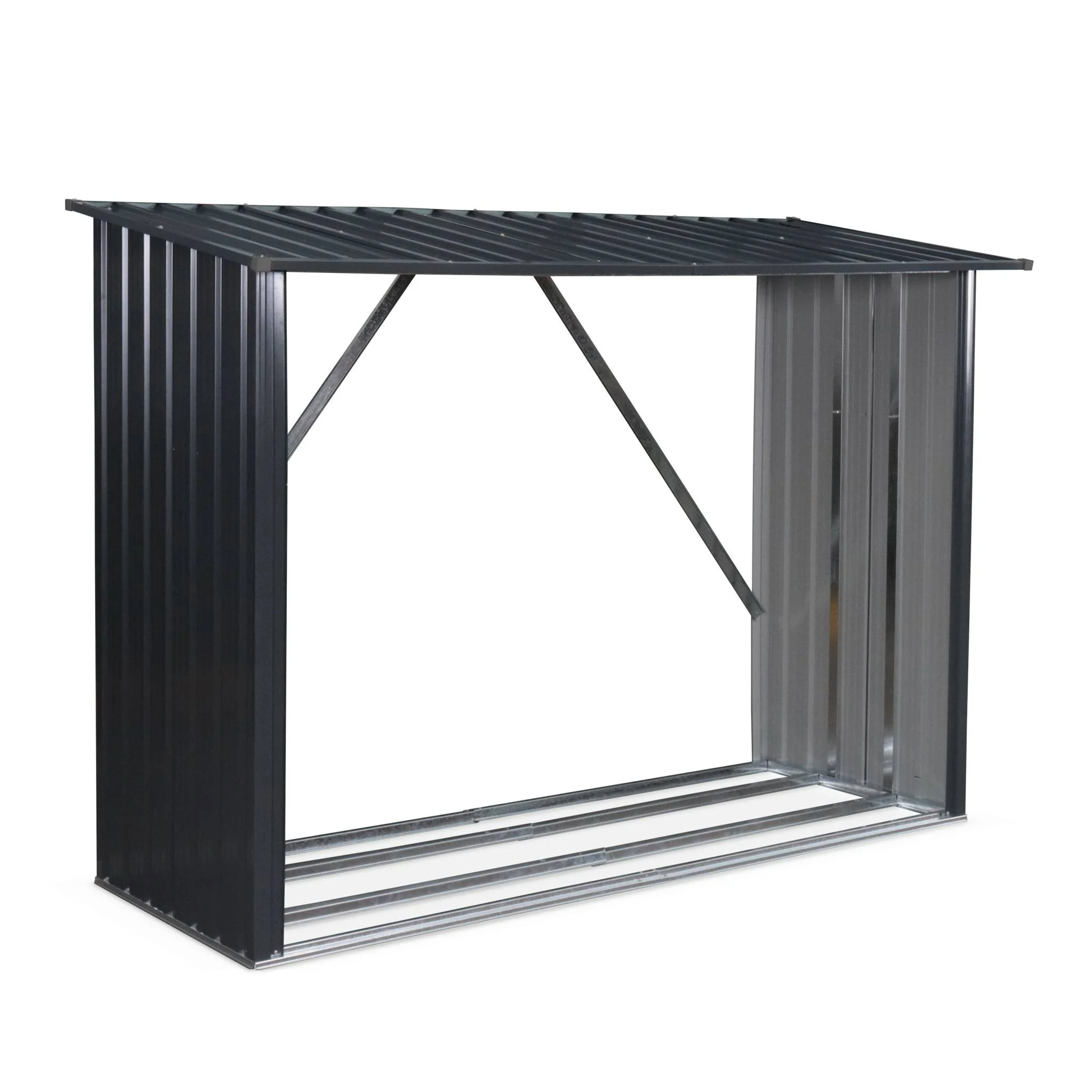 Abri-bûches extérieur acier galvanisé 156×80×152 cm gris anthracite – Image 3