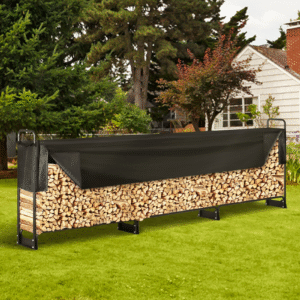 Range-bûches extérieur VEVOR 386×36×117 cm avec housse imperméable Oxford
